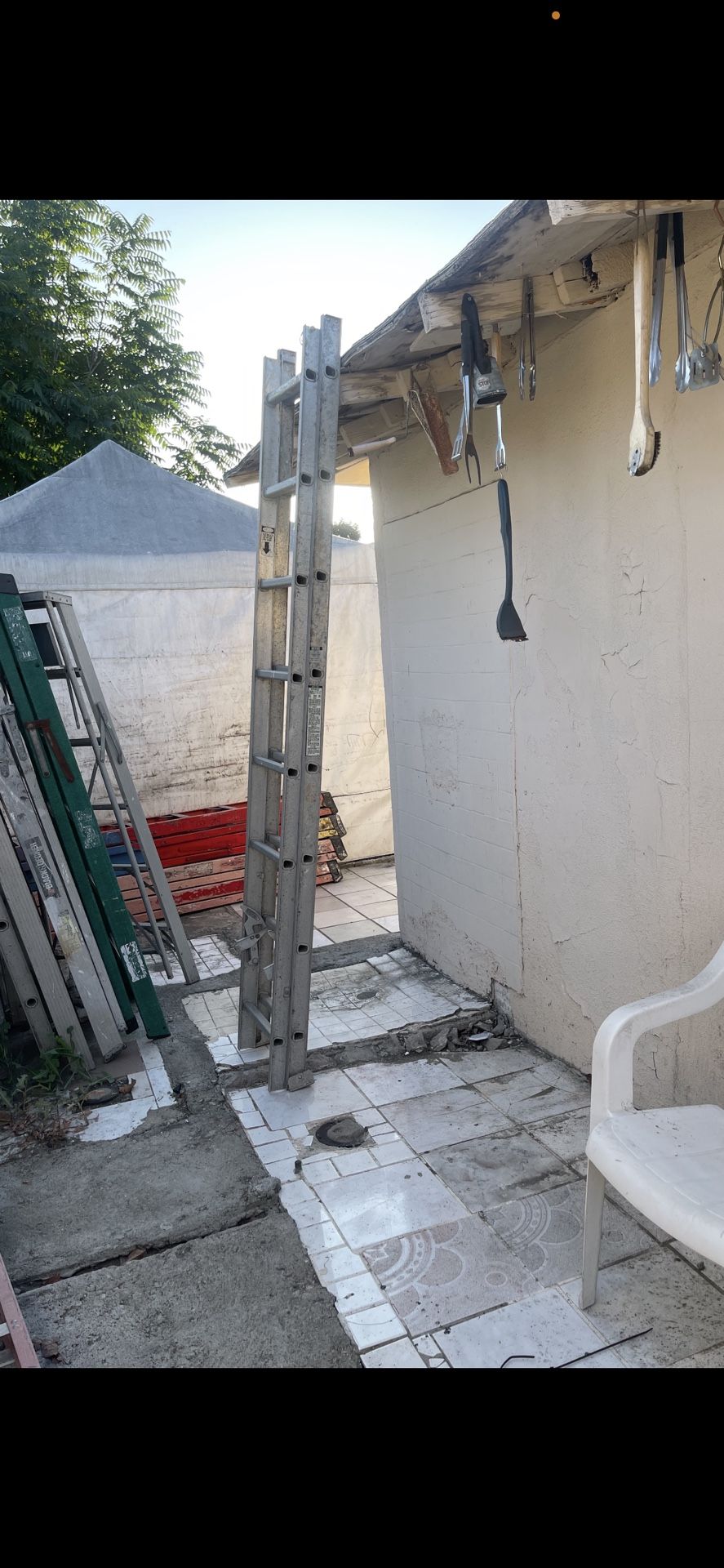 Excellent condition, different sizes fiberglass and aluminum ladders