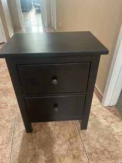 Black  2-Drawer Wooden Nightstand