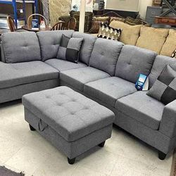 Brand new Grey Sectional And Ottoman 