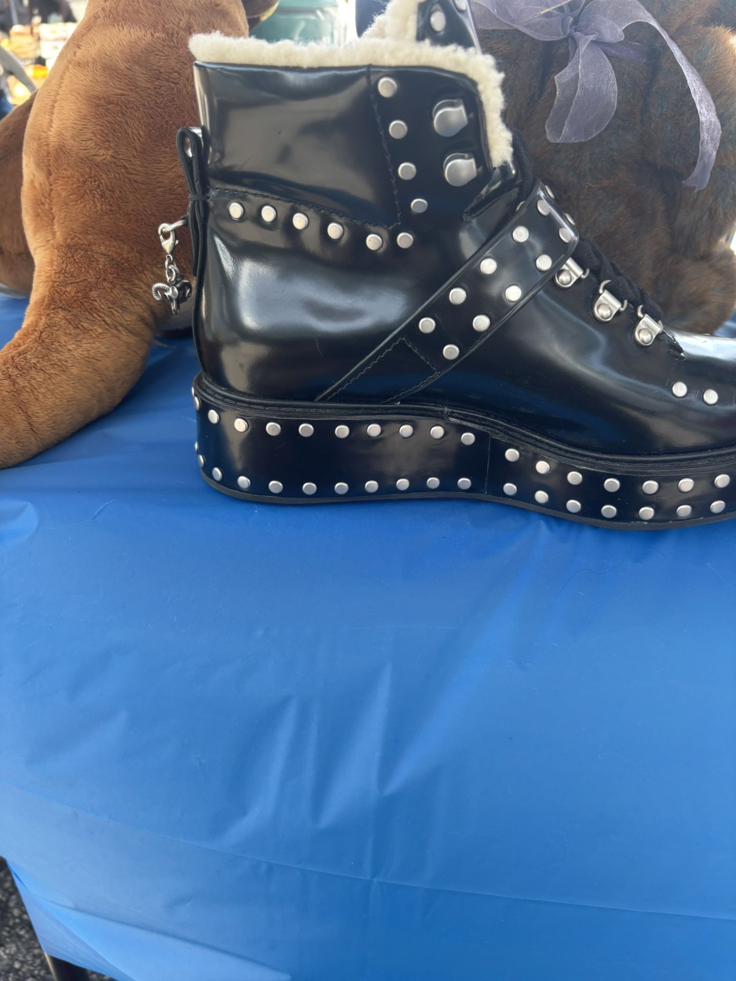 Coach City Hiker Studded Combat Boots – Women’s Size 7.5 – Black Patent Leather