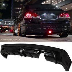 t 06-11 Civic 4 Dr Sedan Mugen RR Style PU Rear Bumper Lip W/ LED Body Kit