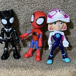 Marvel Spidey And His Amazing Friends Spiderman & Gwen w/ mask Black Panther Lot