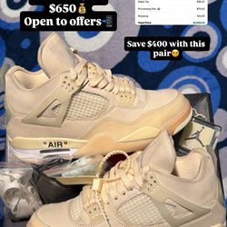 Jordan 4 Off White Sail Size 7.5/9w