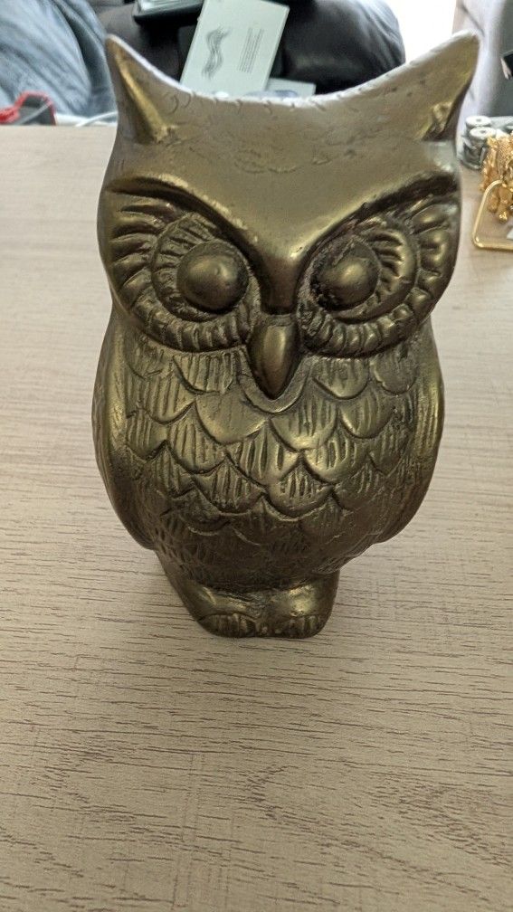 Bronze Owl Vintage Statue
