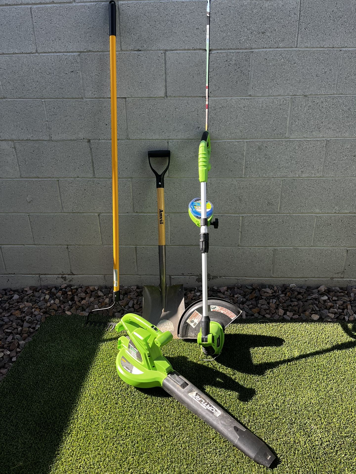 Rake, Shovel, Weed Cutter, Leaf Blower