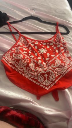 red bandana shirt crop top