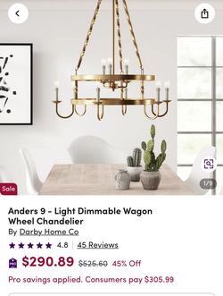 BRAND NEW - Anders 9-light Dimmable Wagon Wheel Chandelier