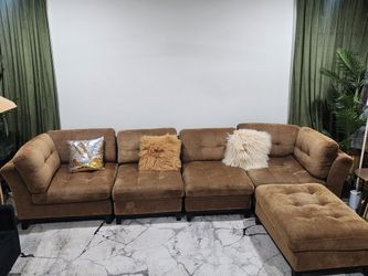 Brown Sectional Firm Cushion Sofa