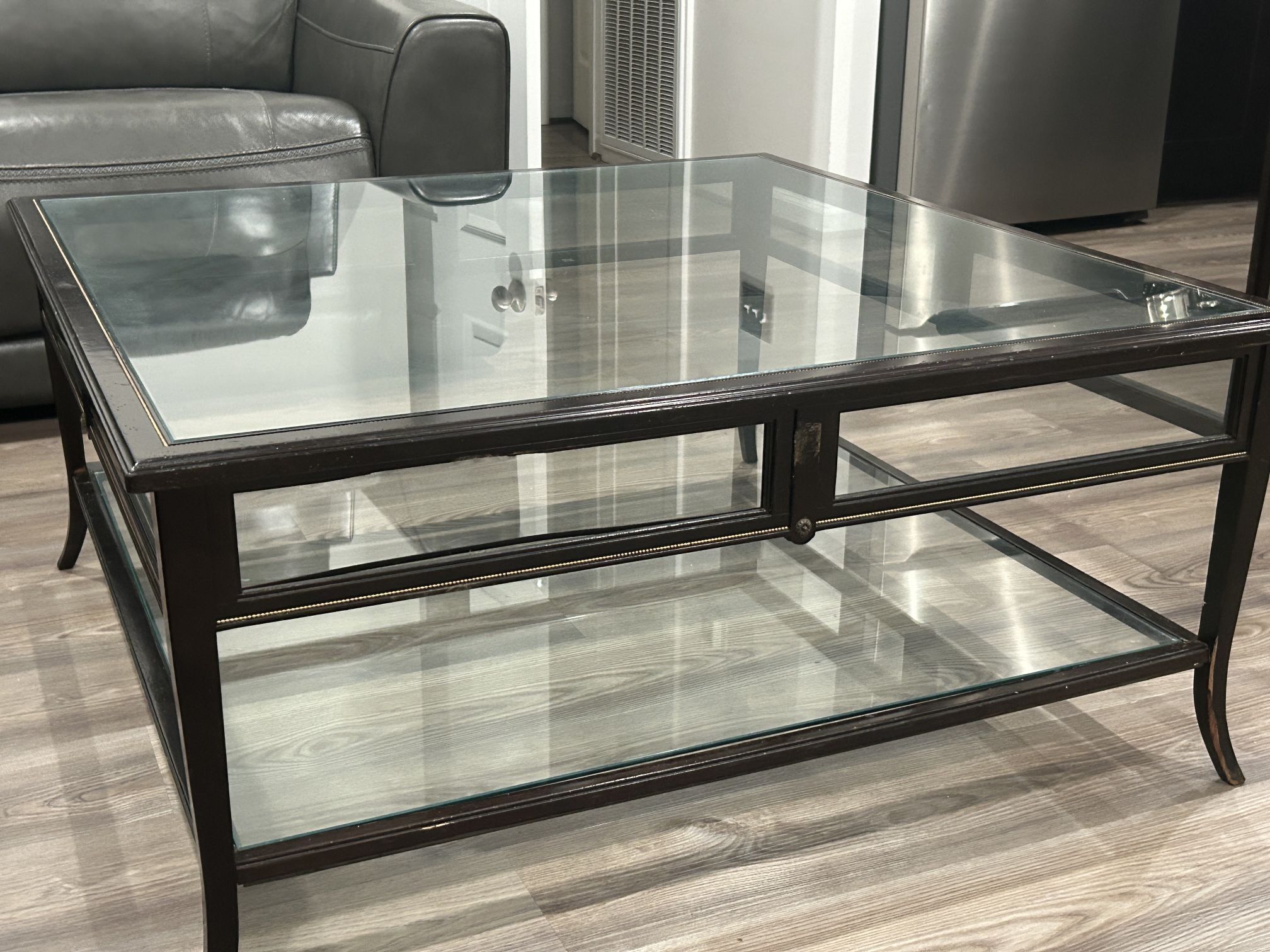 Large Glass And Iron Table