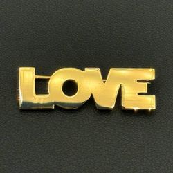14k solid yellow gold LOVE word brooch