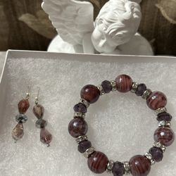 “PRETTY “  Bracelet & Earring Set With Crystal Stones 