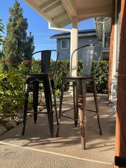 2x (two) Metal/wood Seat Barstools