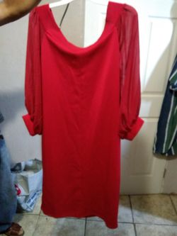 Red off the shoulder dress