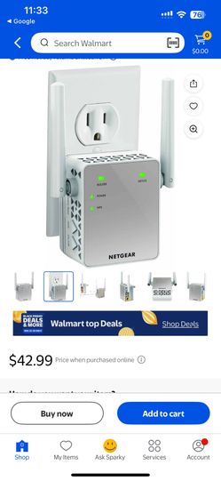 NETGEAR - AC750 WiFi Range Extender and Signal Booster, Wall-Plug, 750Mbps (EX3700)