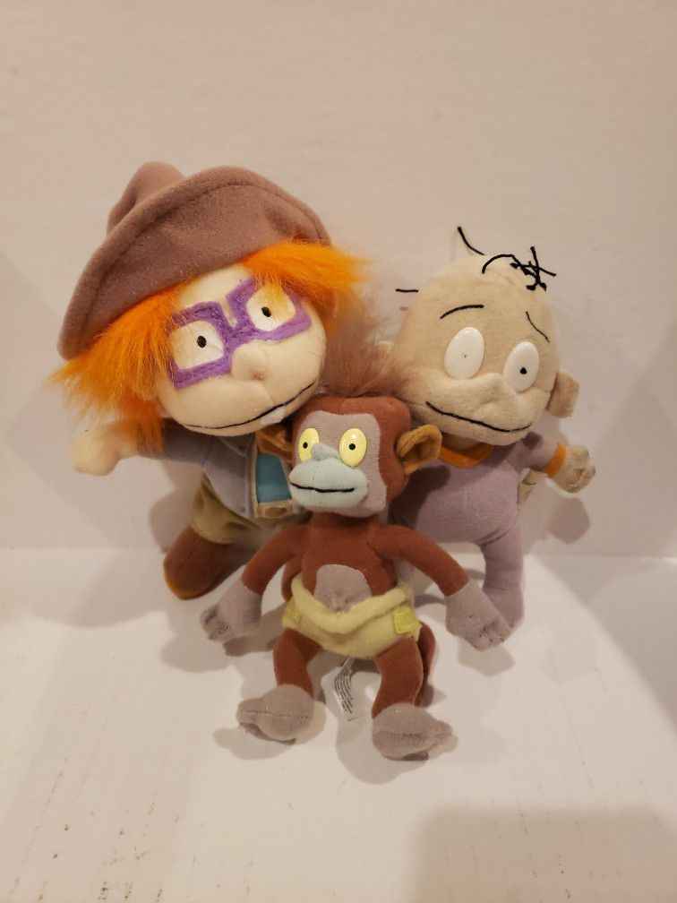 Nickelodeon Rugrats Movie Toon Team Plush Dolls Vintage 1998 Chuckie, Baby Dill & Monkey.  U