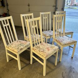 6 IKEA White Dining Chairs