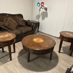 3-Piece Solid Wood Coffee Table & End Table Set – Great Condition