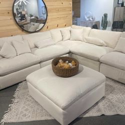 Hobson 6 Pcs Reversible Cushion Cloud Comfy Modular Sectional Sofa With OTTOMAN 