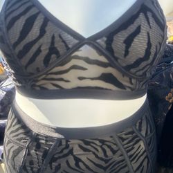 Zebra  Mesh  Bralette Set  Xl