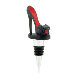 BLACK PEEP TOE SHOE WINE STOPPER