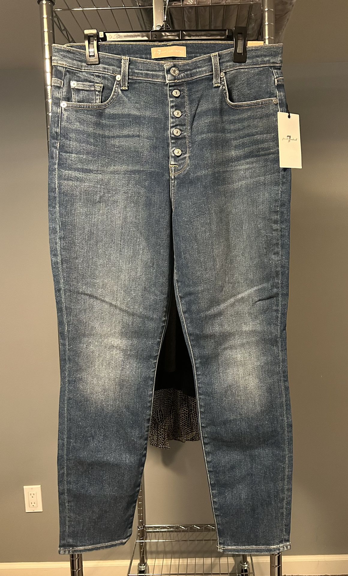 NWT 7 For All Mankind Luxe Vintage High Waist Ankle Skinny Size 32