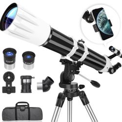 Telescope, 90mm Aperture 900mm Astronomical Refractor Telescope for Adults High Powered - Multi-Coated Professional Telescopes for Astronomy Beginners
