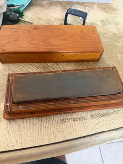 Vintage Double-Sided Sharpening Stone in Wooden Box