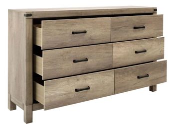 6-Drawer Wood Dresser in Light Gray Finish