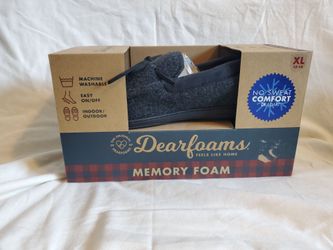 Dearfoams Memory Foam Slippers Size XL 13–14 Black –  New Original Box