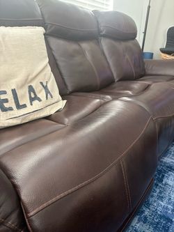 Brown Leather  Reclining Sofa Great Condition!