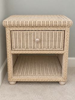 Wicker Rattan Bedside Table with Drawer