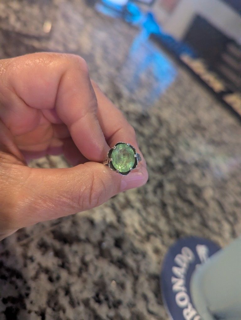 Vintage Silver 895 Emerald Ring