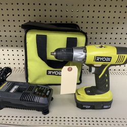 Ryobi P271 One+ 18 Volt Lithium Ion 1/2 Inch 2-Speed Drill Driver Kit With Battery, Charger And Carry Case 