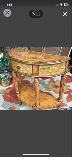 "Mozart" Demilune Console Table by Butler Specialty Company 32"L x 13"W x 30"H 1-Drawer Console Table, Solid Wood  Unique hand painted design