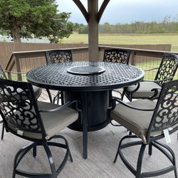 High Dinning Table and Chairs with Fire Pit