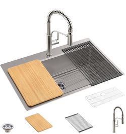 Kohler Provo 33" Dual Mount Single-bowl Workstation Kitchen Sink Kit