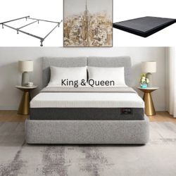 Mattress Bundle Deal | Zeva Gel Foam Mattress Set | Mattress + Box & Rails — $558