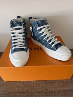 Louis Vuitton Blue Denim Monogram High-Top Sneakers