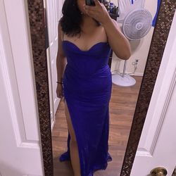 Glittery Navy Floor Length Dress