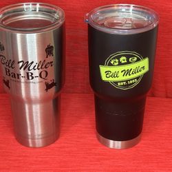 Two Bill Millers Tumbler  Black & Stainless Steel 