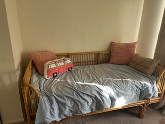 Twin Rattan Daybed + Mattress