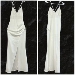 Cherry Mellow Asymmetrical One-Leg Jumpsuit Dress V- Neck Hybrid Romper Gown S