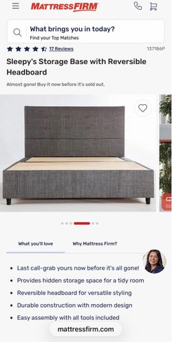 Storage bed Queen size with Reversible headboard