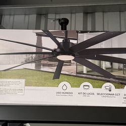 Fanimation Studio Collection 84-in LED Outdoor Ceiling Fan With Light and Remote Control 9 Blade