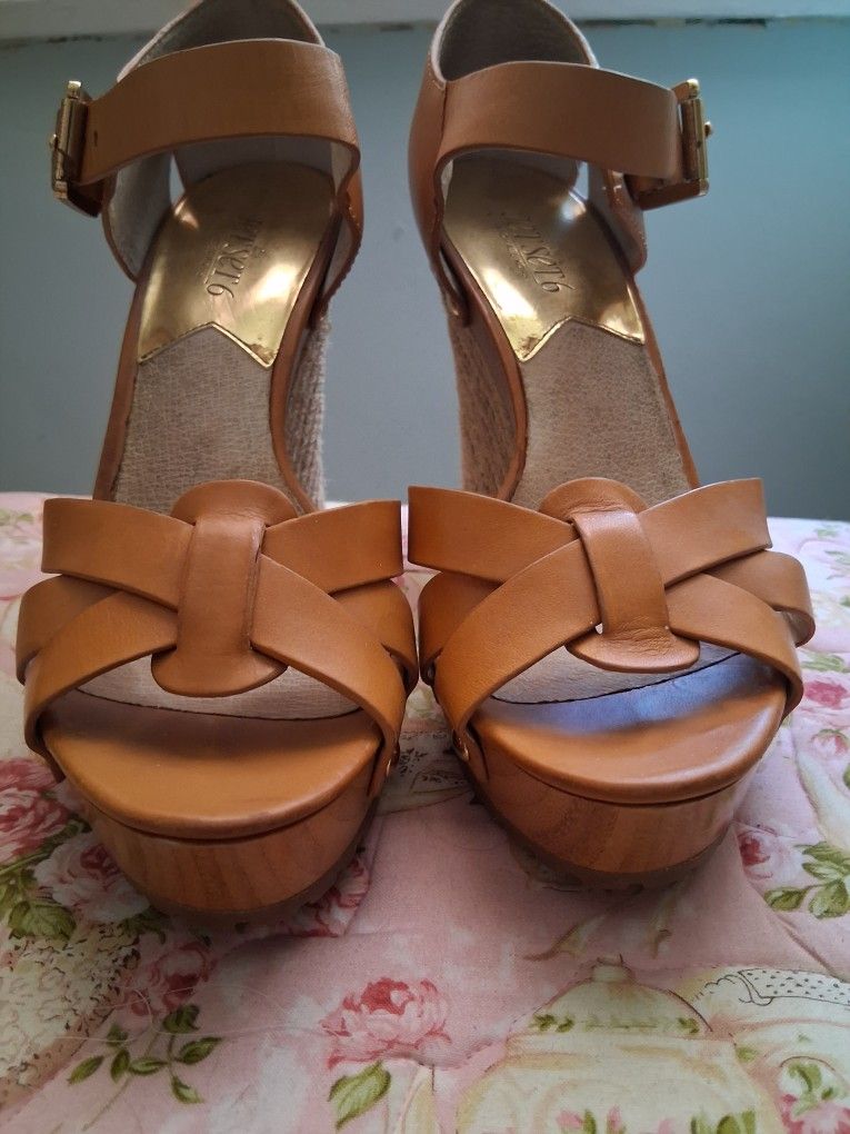 Michael Kors Jet Set “Somerly” Platform Wedge Sandals in Luggage.