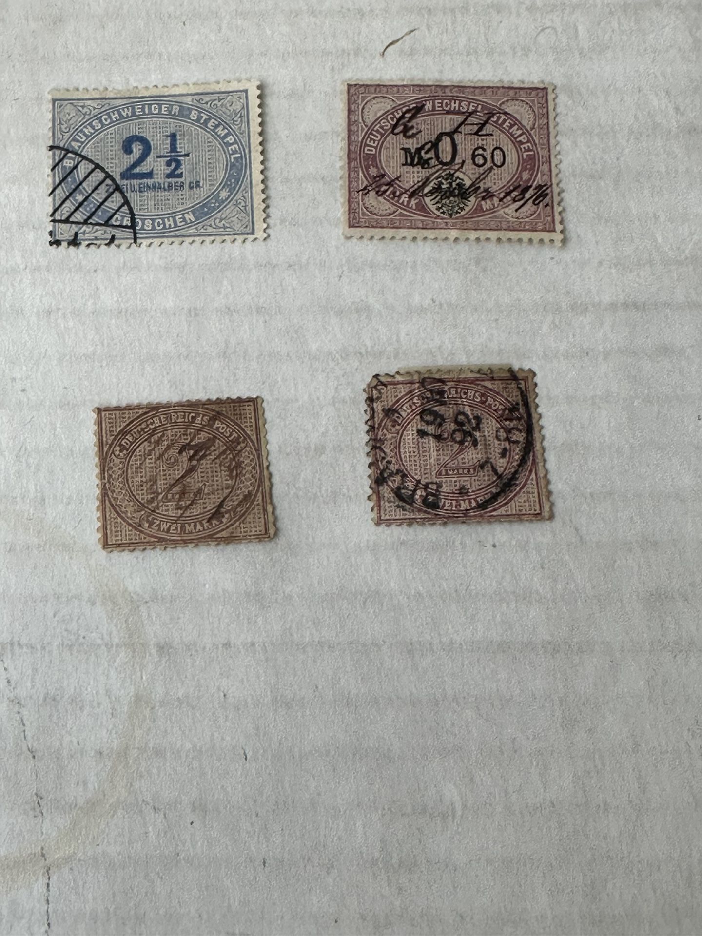 German 1865-75 group Of 4 Revenue Stamps