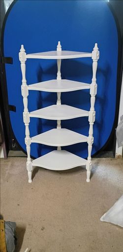 White Wood Corner Shelf Unit