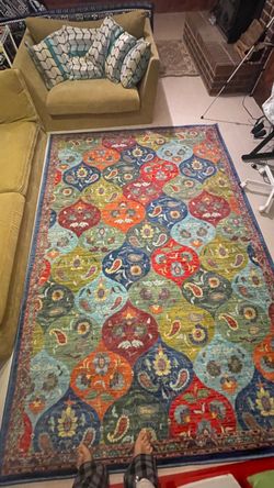 Vibrant Boho/Persian-Inspired Ogee Paisley Area Rug