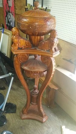 Hand carved wood piece and heavy one of a kind