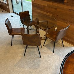 Circular Glass Table With 4 Chairs Included